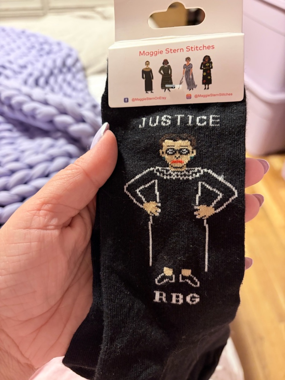 Maggie Stern Stitches 'Justice' RBG Novelty Socks - Black
